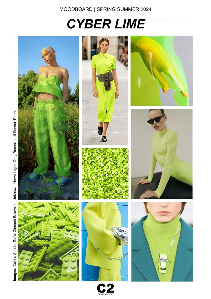 Fashion Trend Spring-Summer 2024 Moodboard Cyber Lime