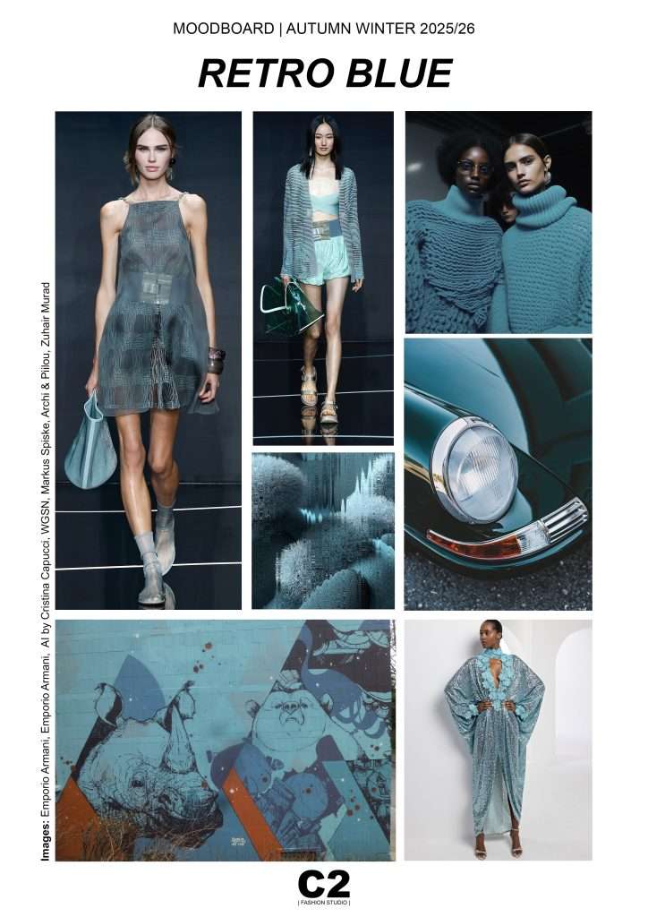 Fashion Trend Autumn Winter 2025 2026 Moodboard Retro Blue