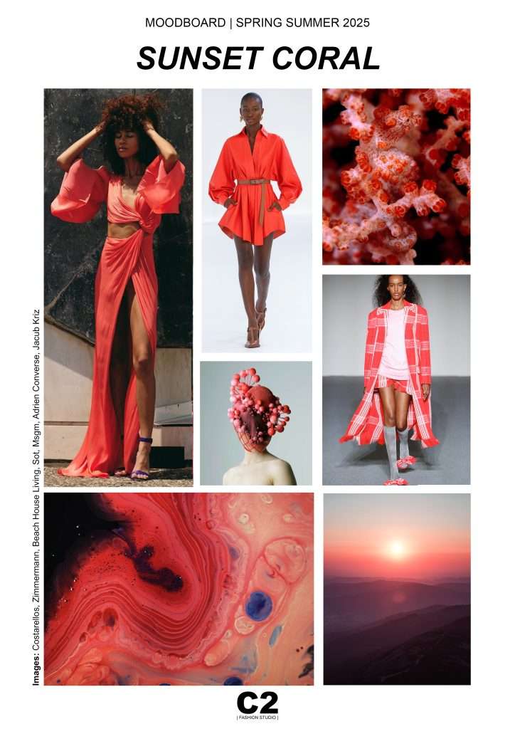 Fashion Trend Spring Summer 2025 Moodboard Sunset Coral