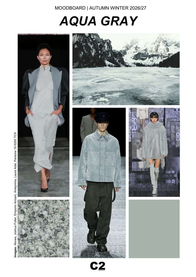 C2 Fashion Studio Fashion Trend Autumn Winter 2026 2027 Moodboard Aqua Gray