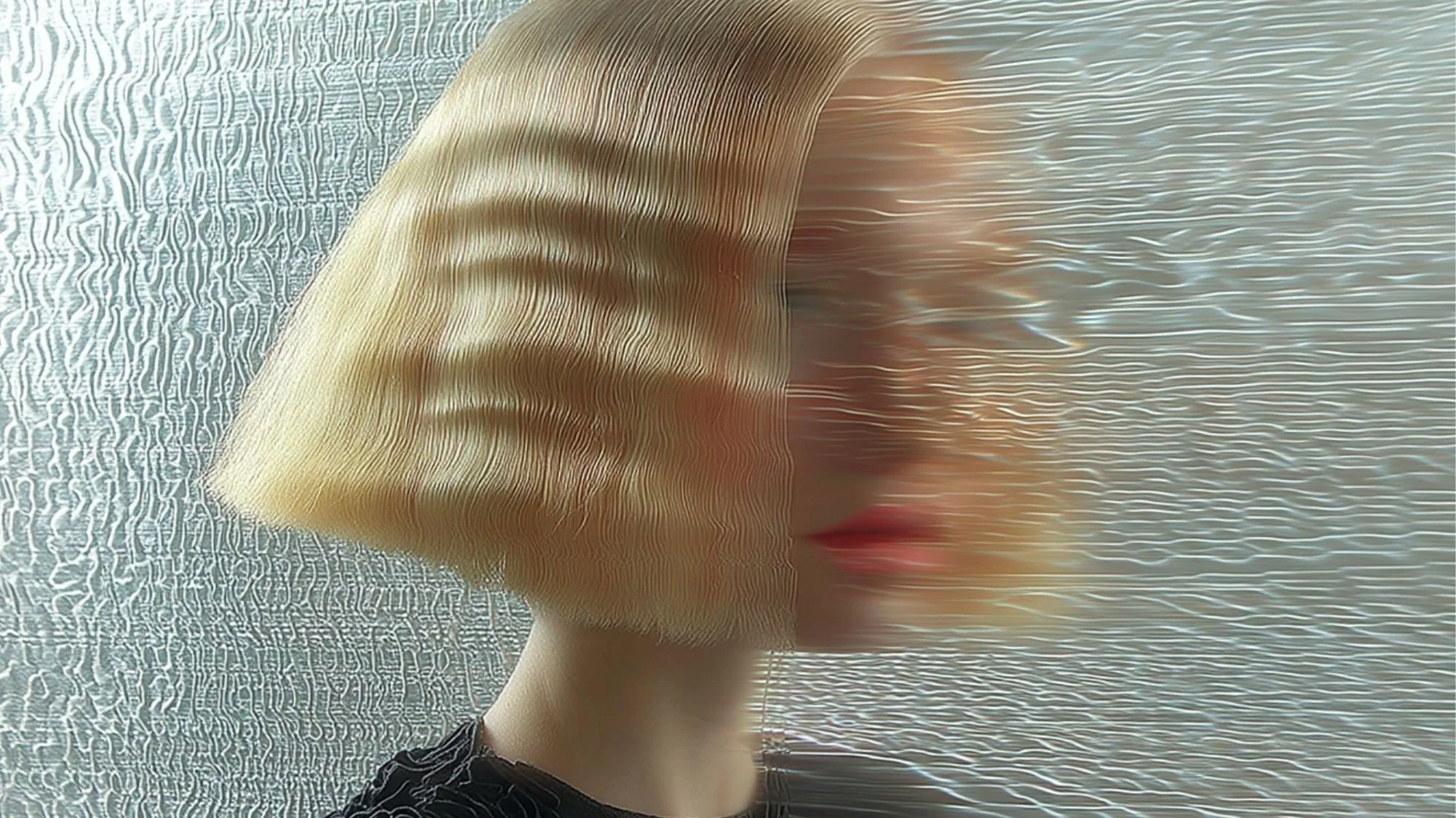 Distorted portrait symbolizing cultural concepts shaping fashion, featured in C2 Fashion Studio Autumn Winter 2026/2027 trend forecasts by a leading trend forecasting agency.