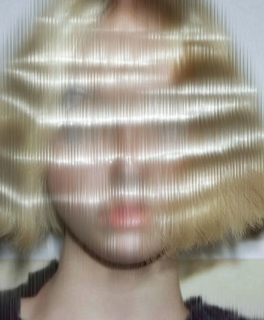 Distorted portrait symbolizing cultural currents shaping design, featured in C2 Fashion Studio’s Autumn Winter 2026/2027 trend forecasts by a leading trend forecasting agency.