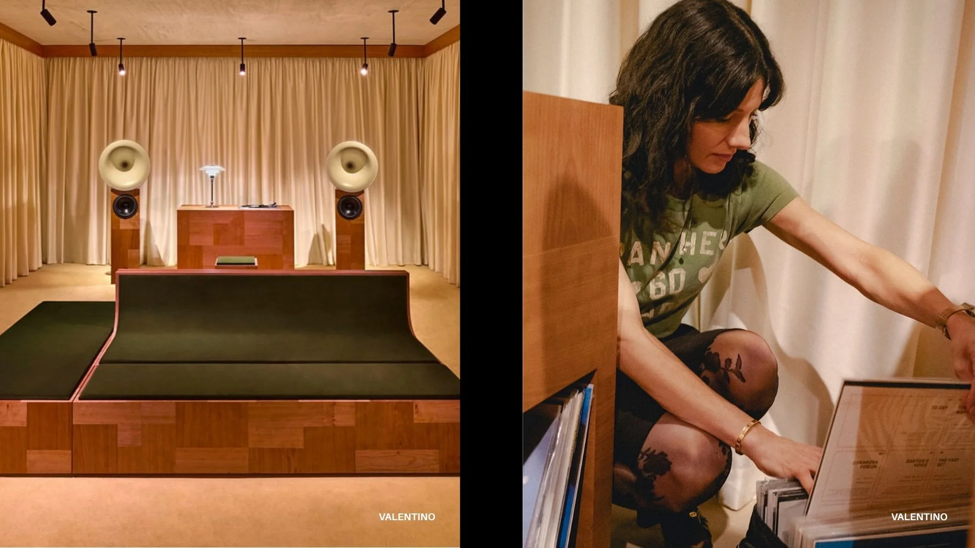 Luxury experiential retail lounge by Valentino featuring warm lighting, sound design, and emotional storytelling — illustrating Gen Z’s desire for meaningful, sensory-driven retail experiences decoded by C2 Fashion Studio’s trend forecasting platform.