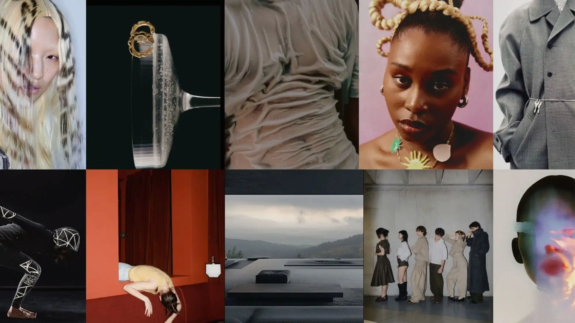 Collage of futuristic fashion, design, and lifestyle visuals representing C2 Trend Platform’s long-term visionary forecasting for women’s fashion, men’s fashion, and design trends 18–24 months ahead.