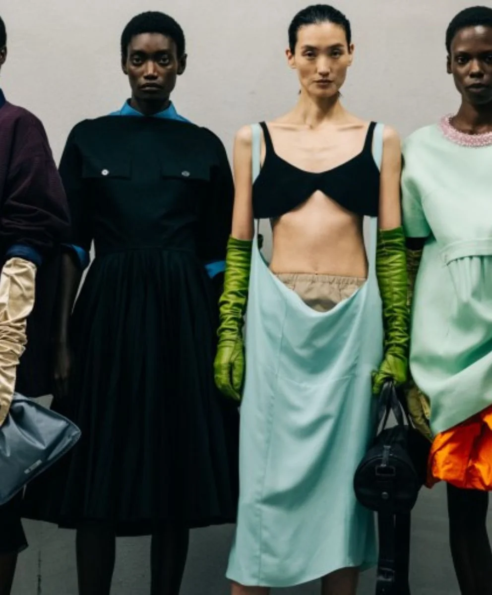 Models wearing avant-garde looks at global fashion weeks, representing C2 Fashion Studio’s runway-to-insight trend forecasting analysis for women fashion, men fashion, and design trends Spring Summer 2026.