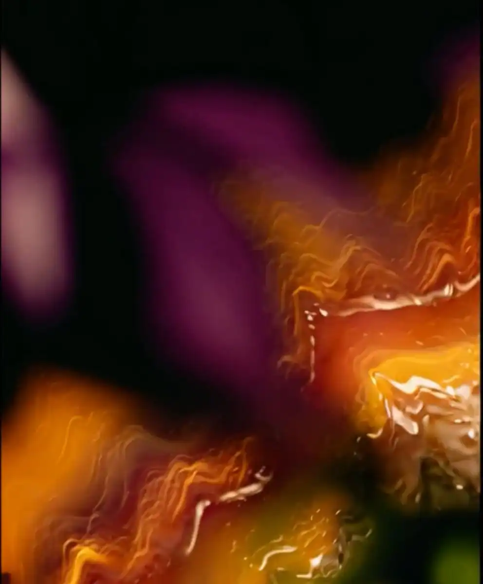 Abstract blend of orange, purple, and gold tones symbolizing Conscious Vitality — the C2 Fashion Studio macro trend for Spring Summer 2027 centered on awareness, mindfulness, and emotional intelligence in fashion.