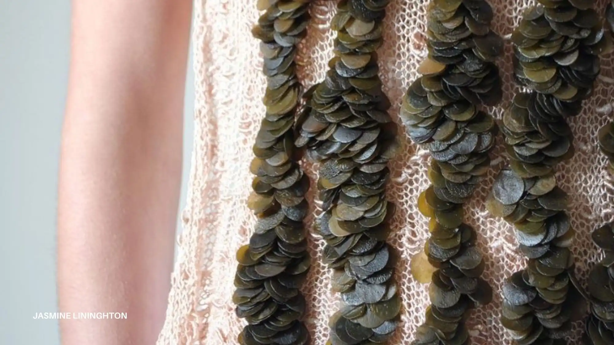 Cultivated fashion materials with organic texture reflecting biological sophistication and regenerative design
