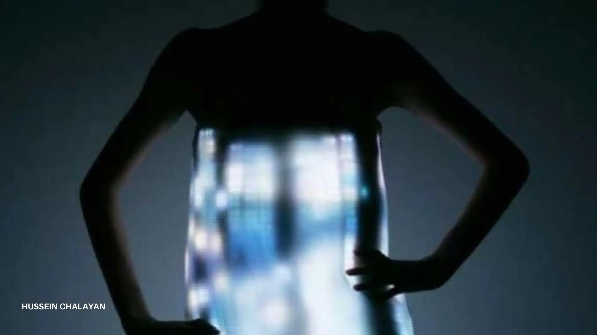 Hussein Chalayan fashion design exploring digital body aesthetics and biometric-inspired fashion for Autumn Winter 2027/28.