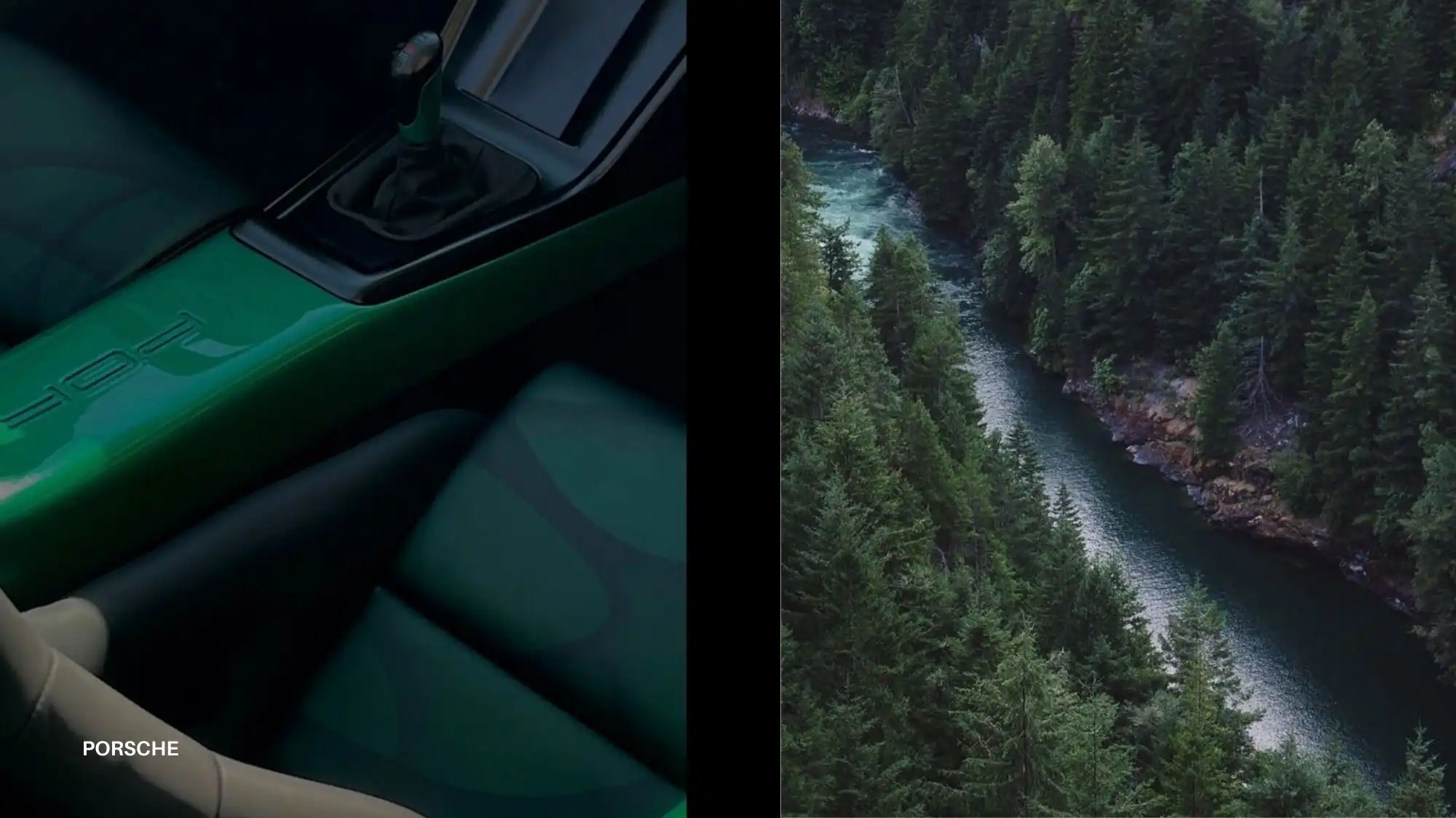 Forest Biome deep green inspiration from Porsche interior and forest landscape for Autumn Winter 2027 2028 analysed by C2 Fashion Studio Trend Forecasting