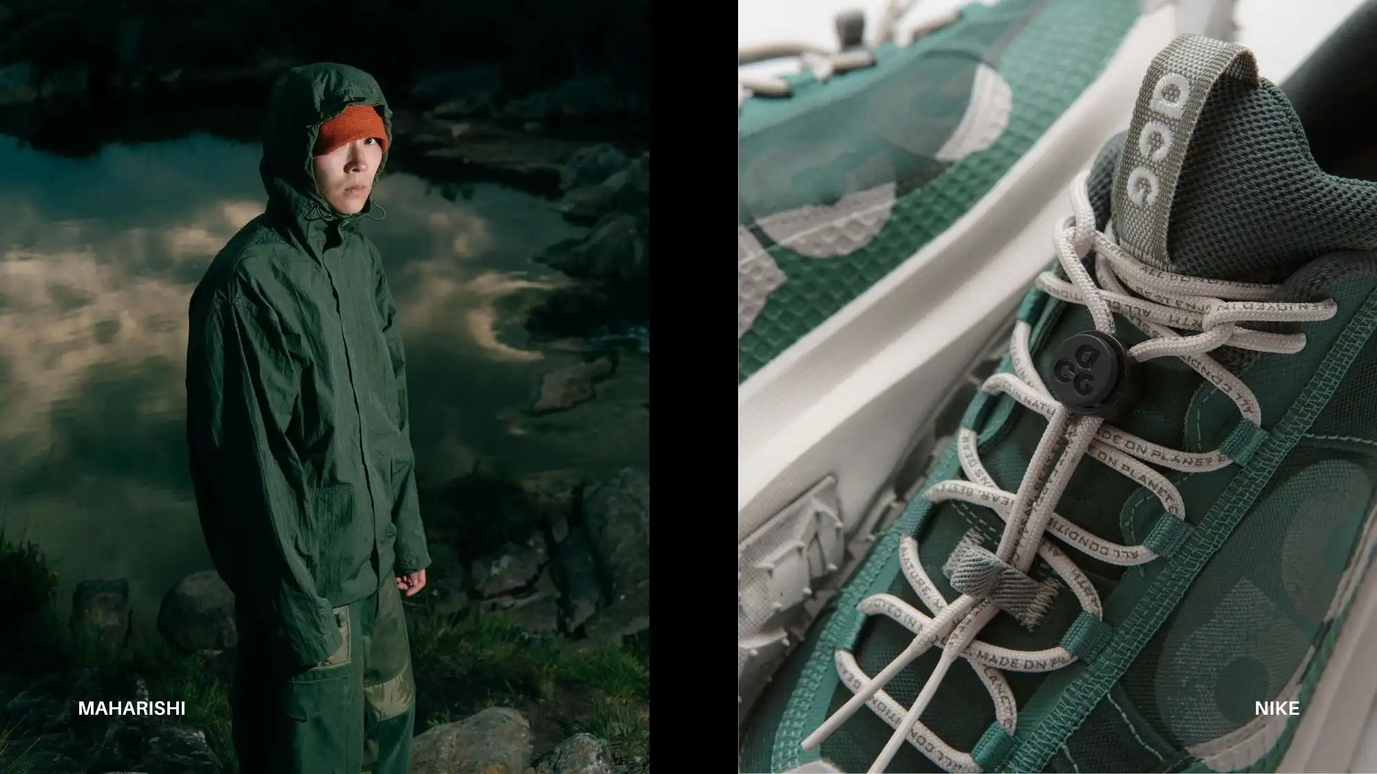 Forest Biome deep green outdoor fashion and performance footwear for Autumn Winter 2027 2028 analysed by C2 Fashion Studio Trend Forecasting