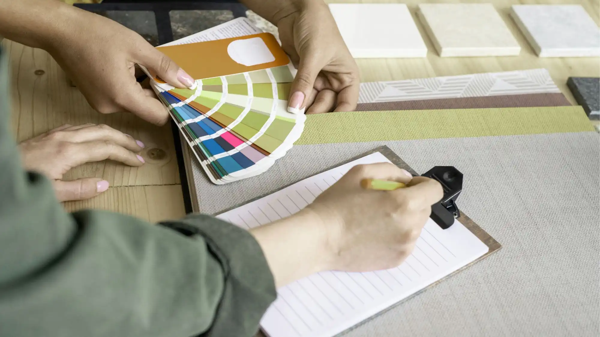 Color palette selection and textile samples used in Fashion Trend Forecasting research by C2 Fashion Studio Trend Forecasting.