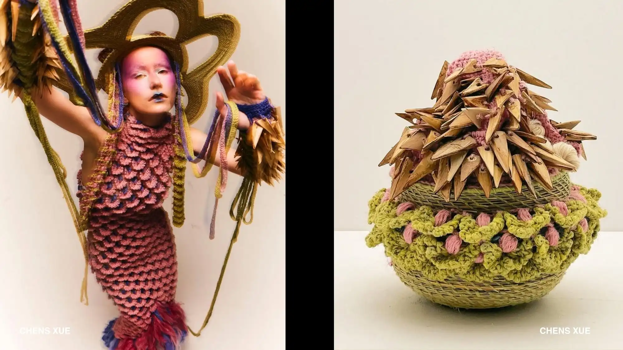 sustainable fashion design handcrafted textile sculpture and experimental garment, creative innovation in sustainable fashion trends and fashion trend forecasting