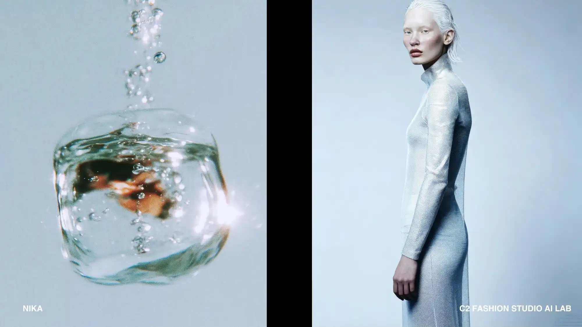 fashion trend forecasting and trend intelligence visual, liquid texture and reflective material garment, sensory design and material innovation in strategic creative research