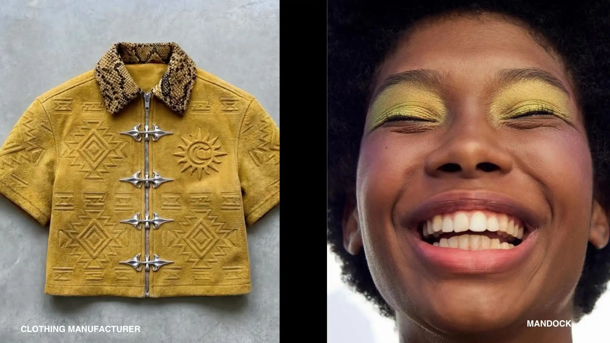 cultural fashion design embroidered jacket and bold beauty makeup, gen z identity in luxury fashion, fashion trend forecasting and trend intelligence cultural expression