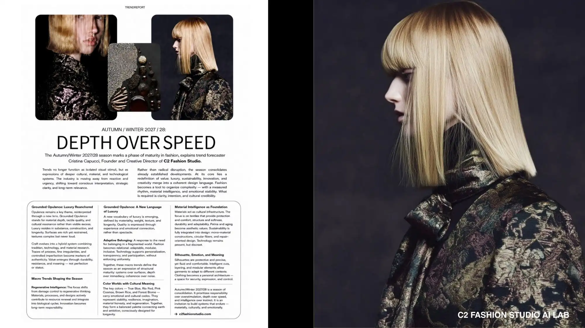 Fashion Trend Forecasting Autumn Winter 2027 2028 editorial by Cristina Capucci featuring grounded luxury, material intelligence, and structured fashion systems.