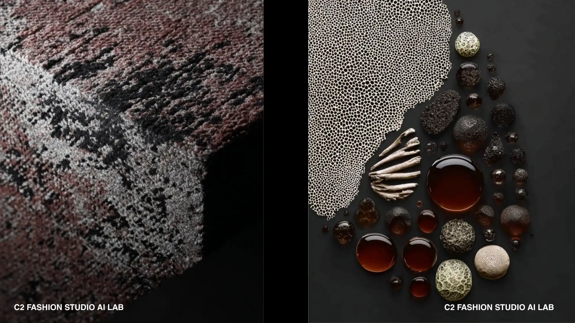 Forged By Time textures and bio-generated material research for Autumn Winter 2027 2028 Fashion Trend Forecasting.