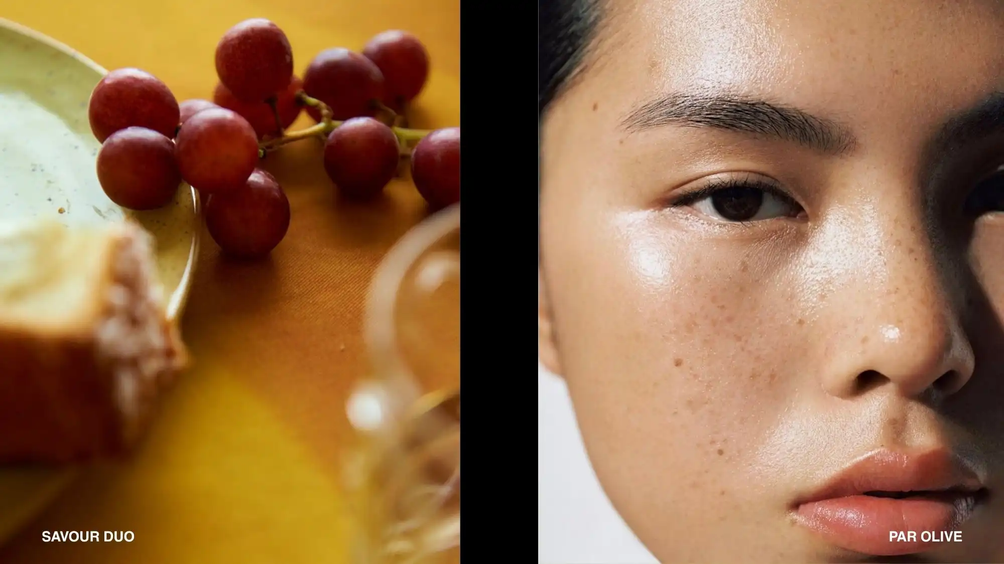 Wellness-focused beauty and lifestyle imagery for Spring Summer 2028 featuring natural glowing skin, fresh fruit inspiration, sensory nourishment, and conscious beauty aesthetics aligned with the Daily Routine trend forecast.
