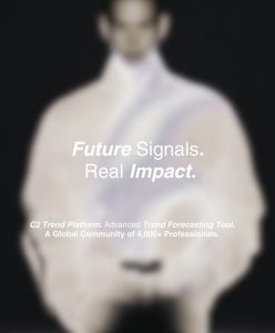 Abstract fashion runway image featuring a blurred contemporary silhouette and the message “Future Signals. Real Impact.” representing Fashion Trend Forecasting, Trend Intelligence, and future-focused strategic direction through C2 Trend Platform by C2 Fashion Studio.
