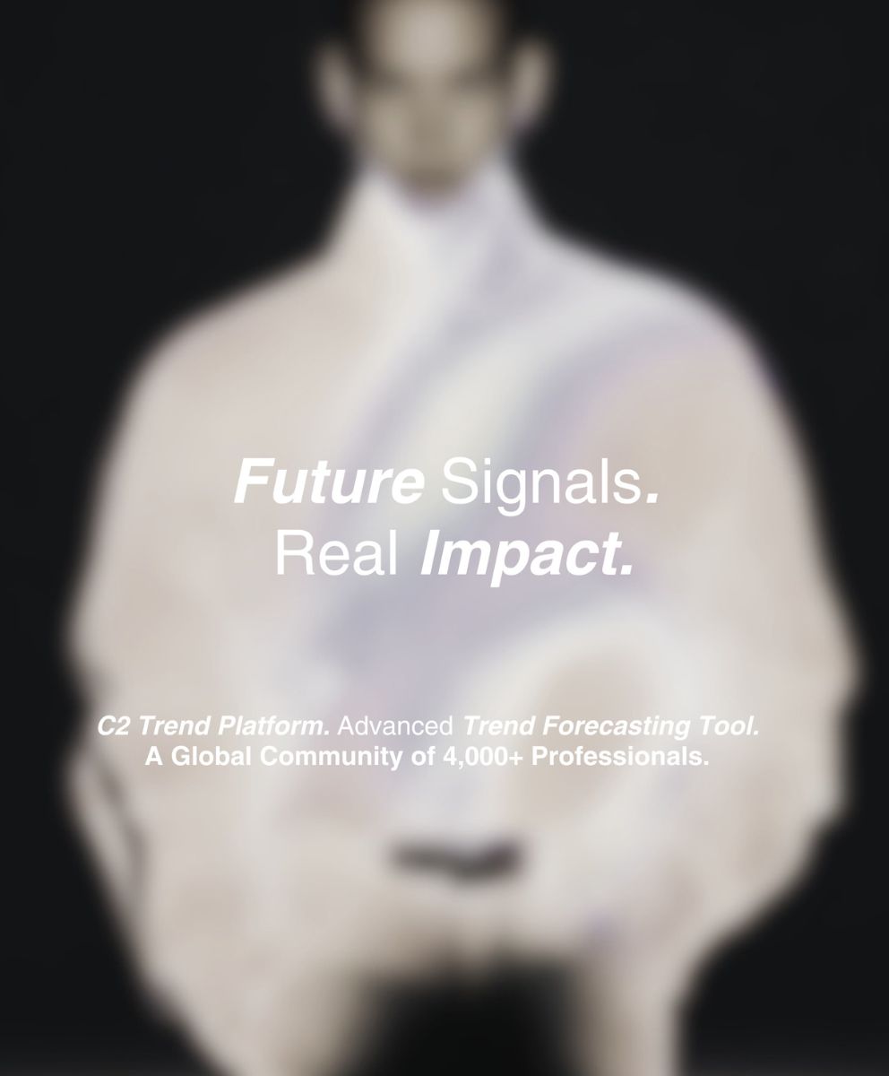Abstract fashion runway image featuring a blurred contemporary silhouette and the message “Future Signals. Real Impact.” representing Fashion Trend Forecasting, Trend Intelligence, and future-focused strategic direction through C2 Trend Platform by C2 Fashion Studio.