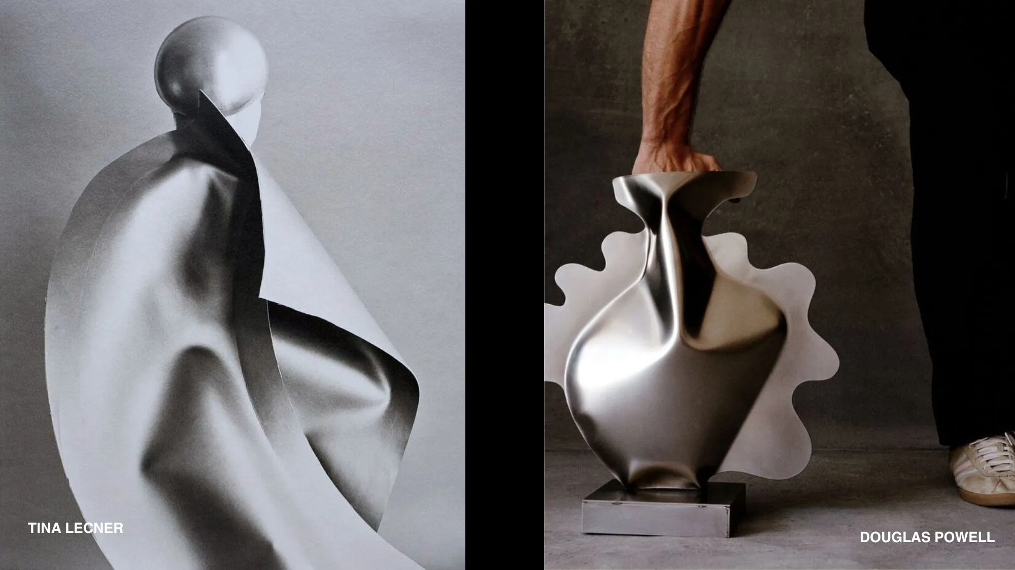 Sculptural metallic forms with fluid architectural surfaces illustrating Structured Fortress, a key Fashion Trend Forecast for Autumn Winter 2027 2028 focused on protection, permanence, resilience, and contemporary luxury design.