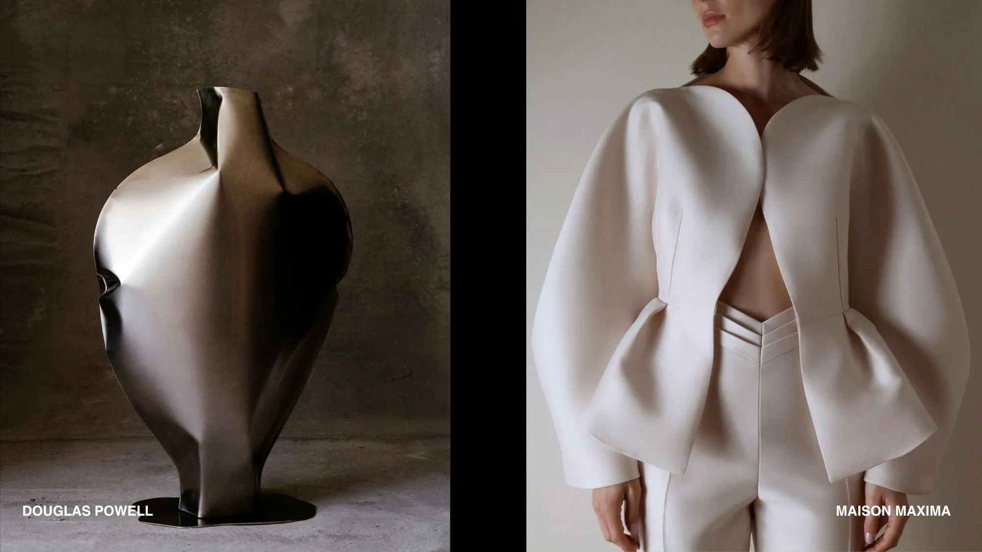 Architectural sculptural vessel and voluminous structured fashion silhouette illustrating Structured Fortress, a key Fashion Trend Forecast for Autumn Winter 2027 2028 focused on protection, permanence, sculpted volume, and contemporary luxury design.