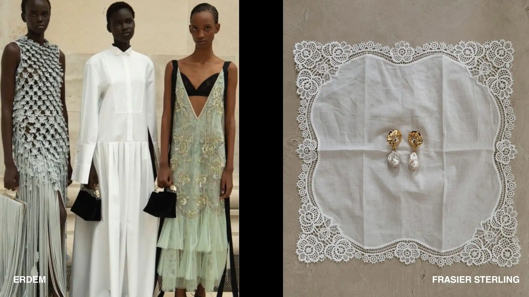 Spring Summer 2028 fashion trend forecasting featuring heirloom-inspired dresses, handcrafted lace textiles, and pearl jewellery that express emotional durability, artisanal luxury, and timeless elegance. Trend Intelligence by C2 Fashion Studio.