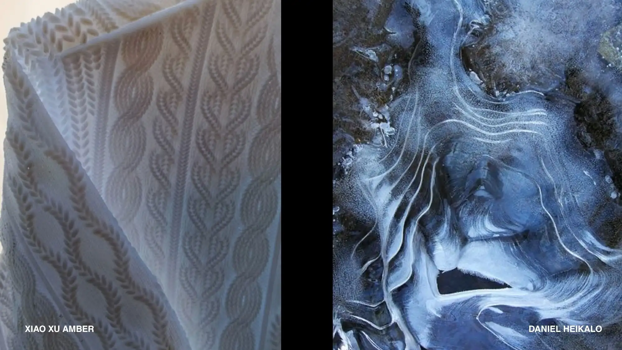 Autumn Winter 2028 2029 trend forecast by C2 Fashion Studio exploring Human Equilibrium through tactile knit structures, fluid forms and icy blue materiality.