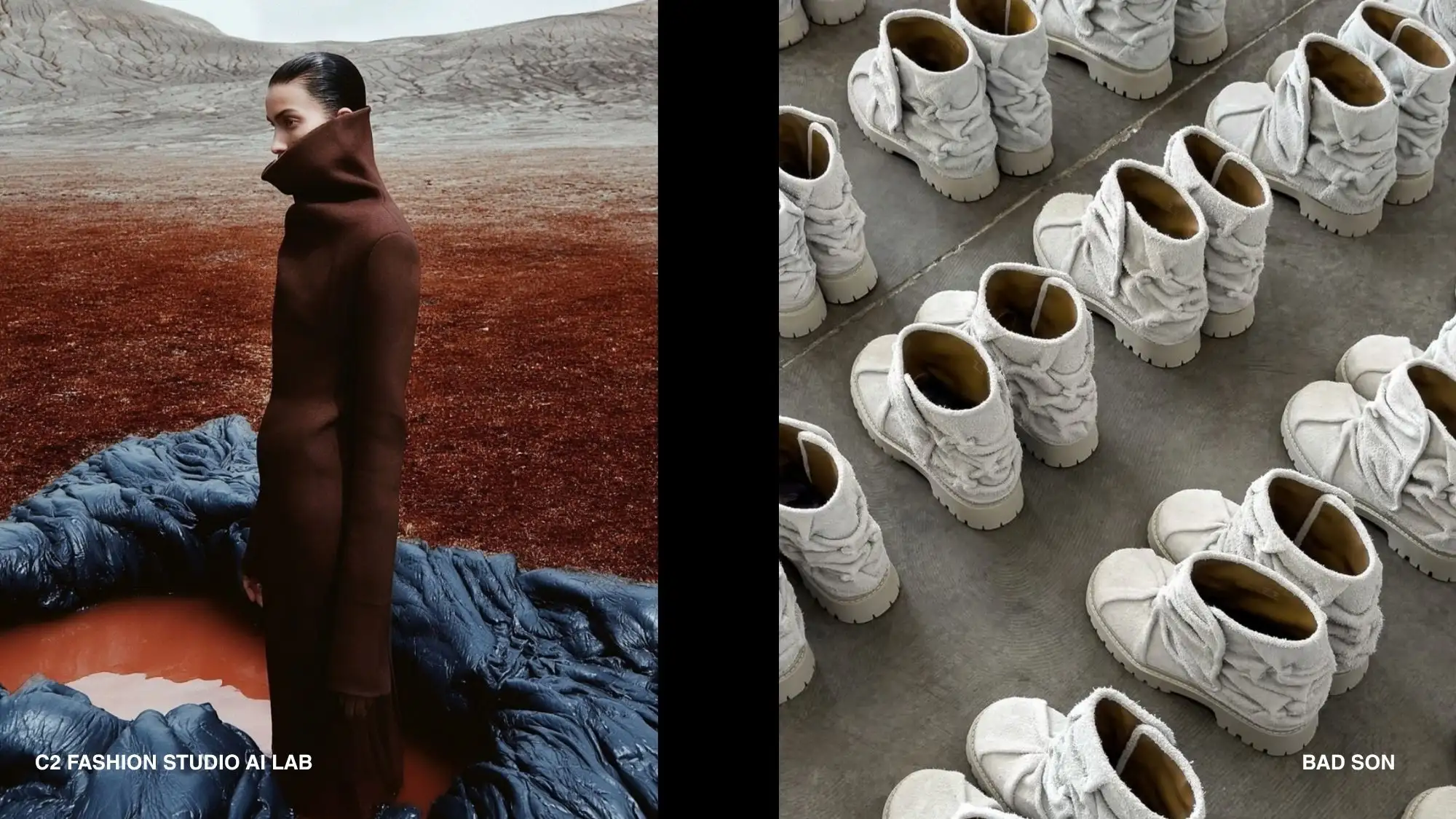 Autumn Winter 2028 2029 fashion trend forecast by C2 Fashion Studio exploring Human Equilibrium through protective silhouettes, tactile footwear and adaptive design.