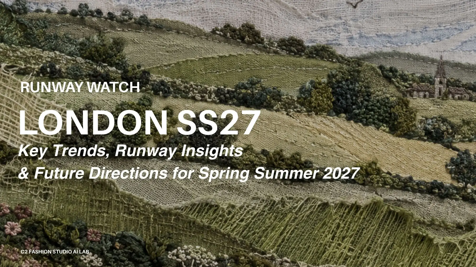 London Fashion Week Spring Summer 2027 runway trends and fashion forecasting insights exploring craftsmanship and material experimentation by C2 Fashion Studio.