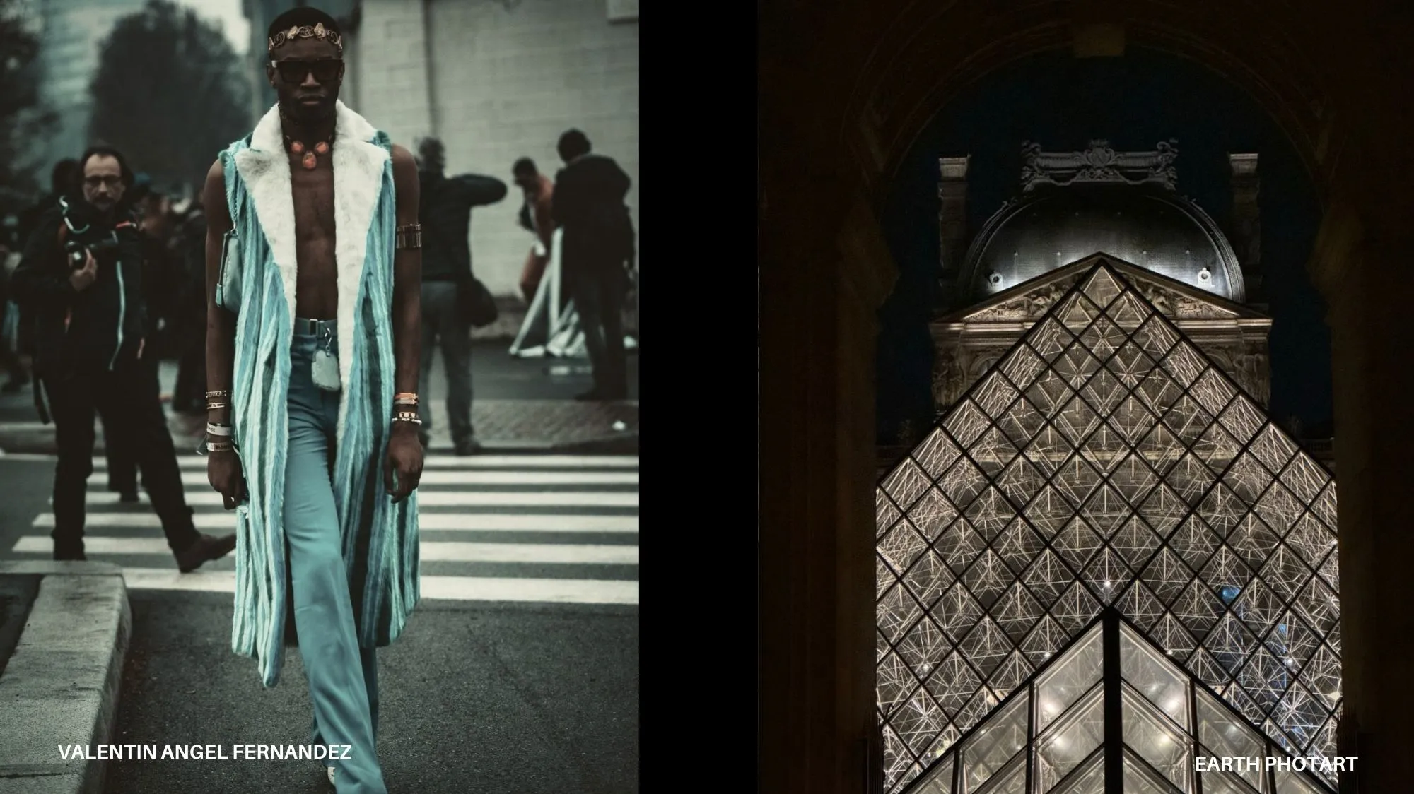 Paris Fashion Week Spring Summer 2027 street style and Louvre architecture reflecting global fashion trends and C2 Fashion Studio trend forecasting.