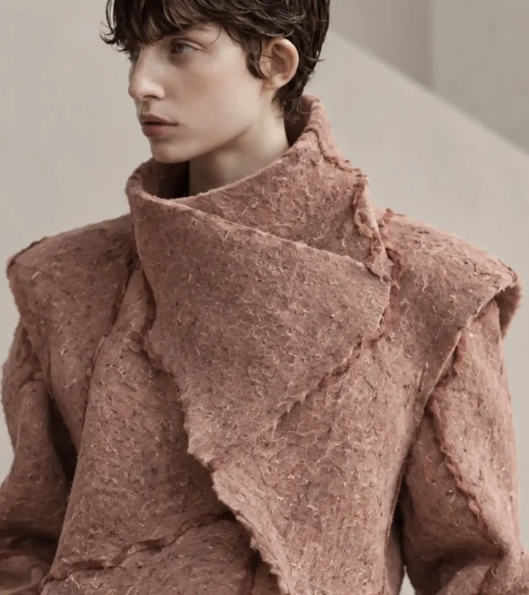 Living Intelligence Autumn Winter 2028 2029 fashion trend featuring tactile bio-based materials and organic construction by C2 Fashion Studio Trend Forecasting.