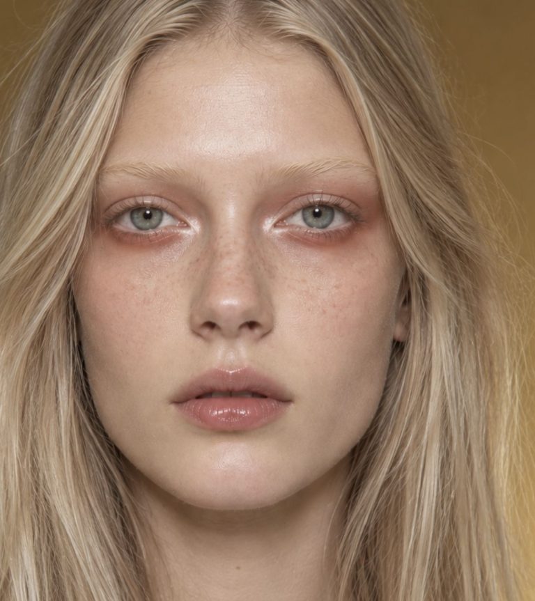 Milan Fashion Week Spring Summer 2027 beauty portrait reflecting natural femininity, soft sensuality and refined individuality.